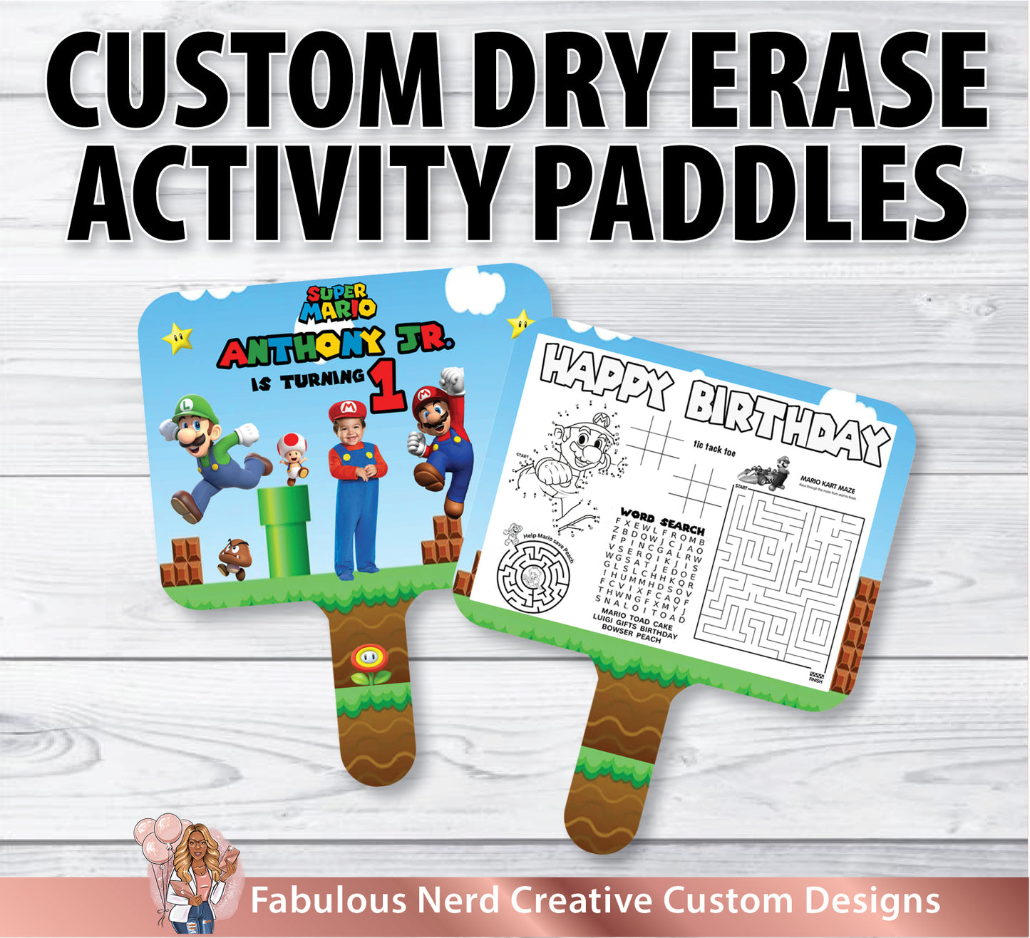 Custom Dry Erase Activity Paddle (READ ITEM DESCRIPTION)