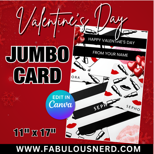 Sephora Valentine's Day Jumbo Card Template, Treat Card Template, Canva Template - Digital File Only