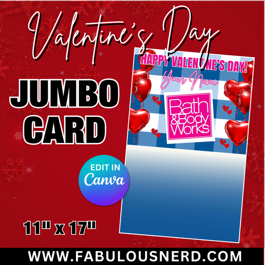 Bath & Body Work Valentine's Day Jumbo Card Template, Treat Card Template, Canva Template - Digital File Only