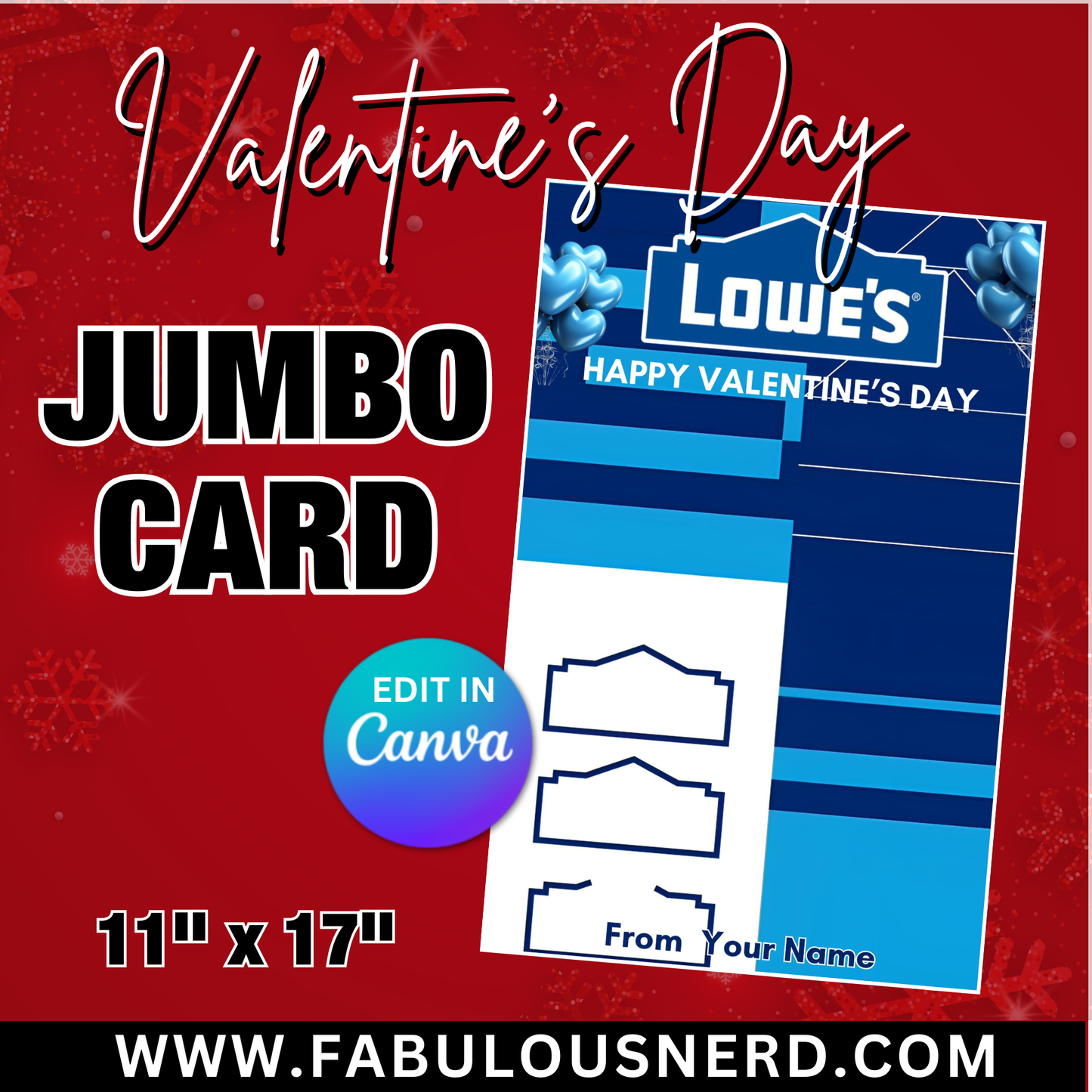 Lowe's Valentine's Day Jumbo Card Template, Treat Card Template, Canva Template - Digital File Only