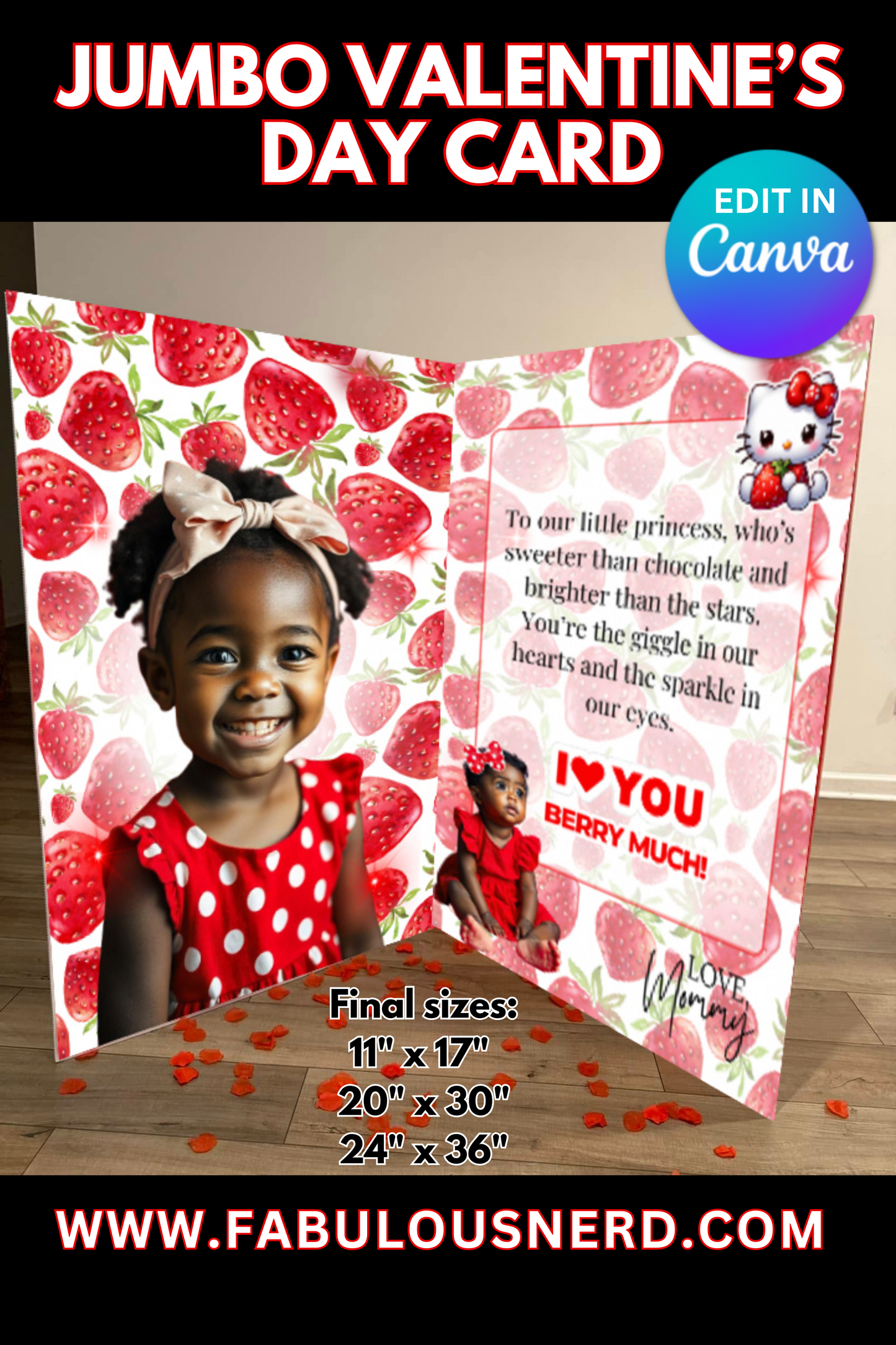 "I Love You Berry Much" Jumbo Valentine's Day Card - Digital File Only