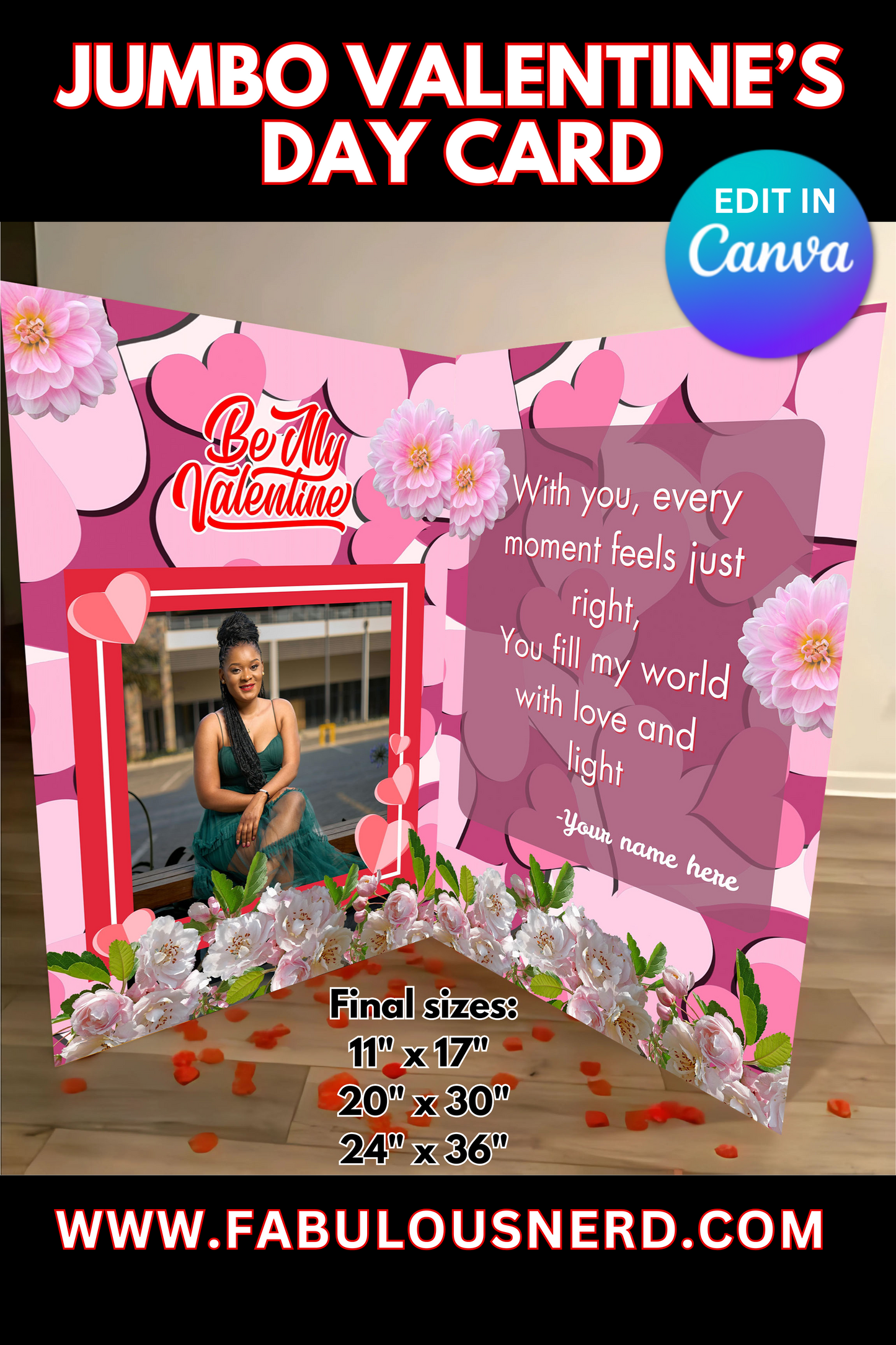 "My Valentine" Jumbo Valentine's Day Card - Digital File Only