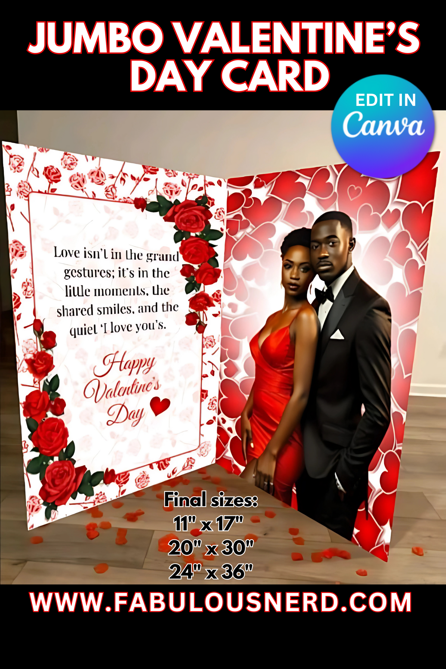 "Glam Before the Aisle" Jumbo Valentine's Day Card - Digital File Only