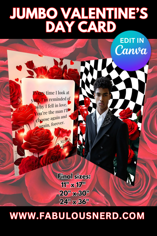 "King of Hearts" Jumbo Valentine's Day Card - Digital File Only