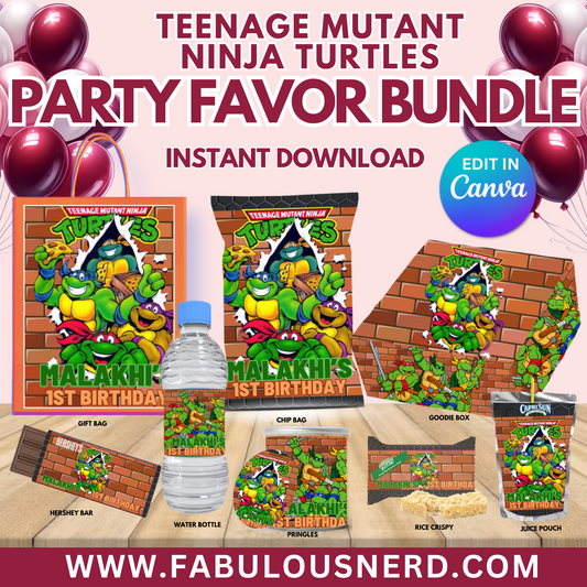 Teenages Mutant Ninja Turtles Party Favor Bundle, Printable Party Bundle, Custom Party Bundle, Party Decor, Party Favors, Custom Decor