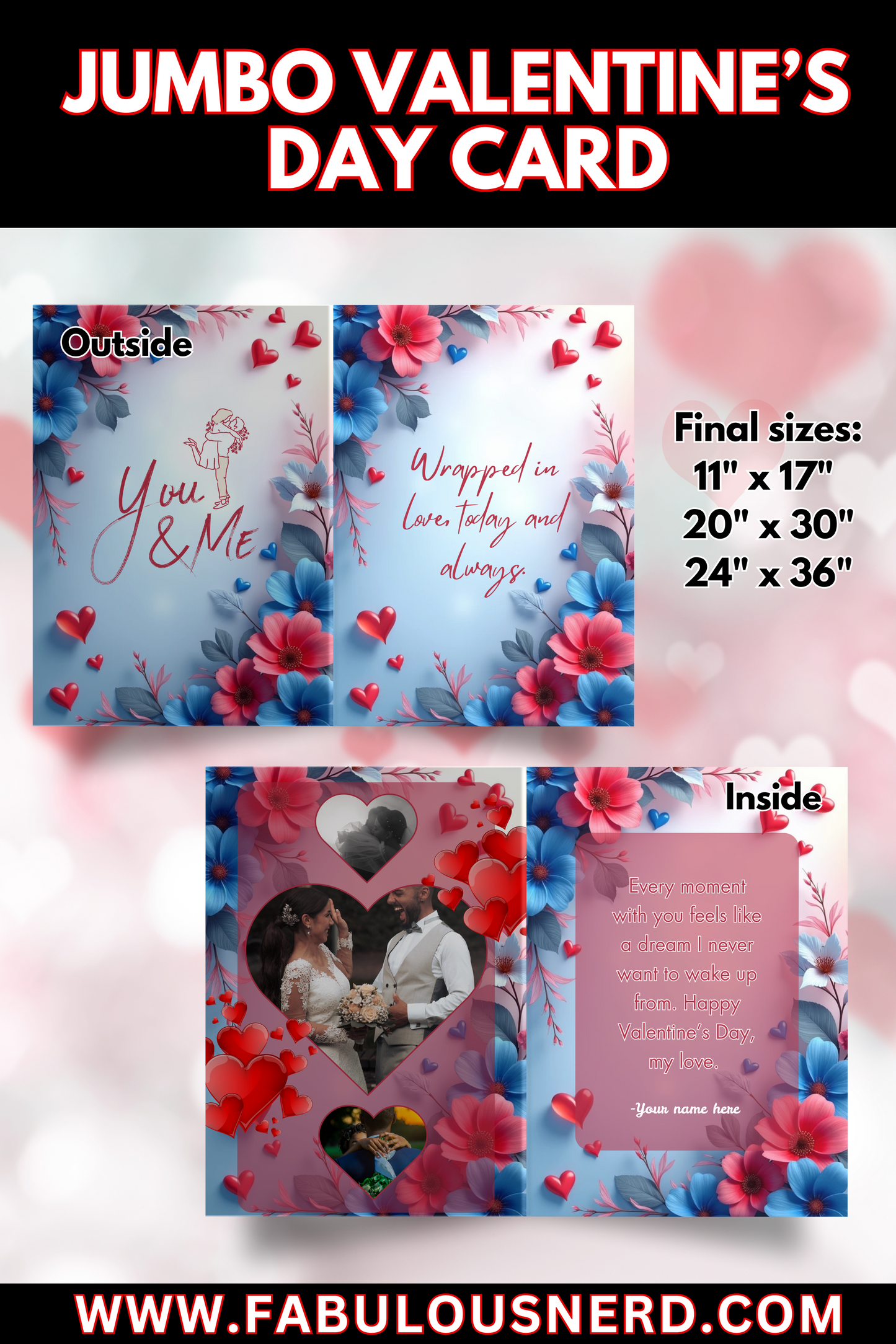 "Wrapped In Love" Jumbo Valentine's Day Card - Digital File Only