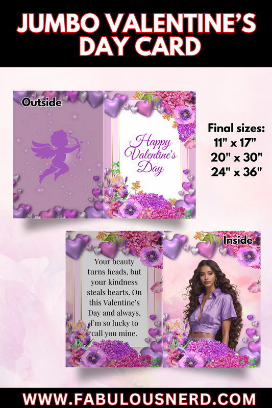 "Lavender Love" Jumbo Valentine's Day Card - Digital File Only