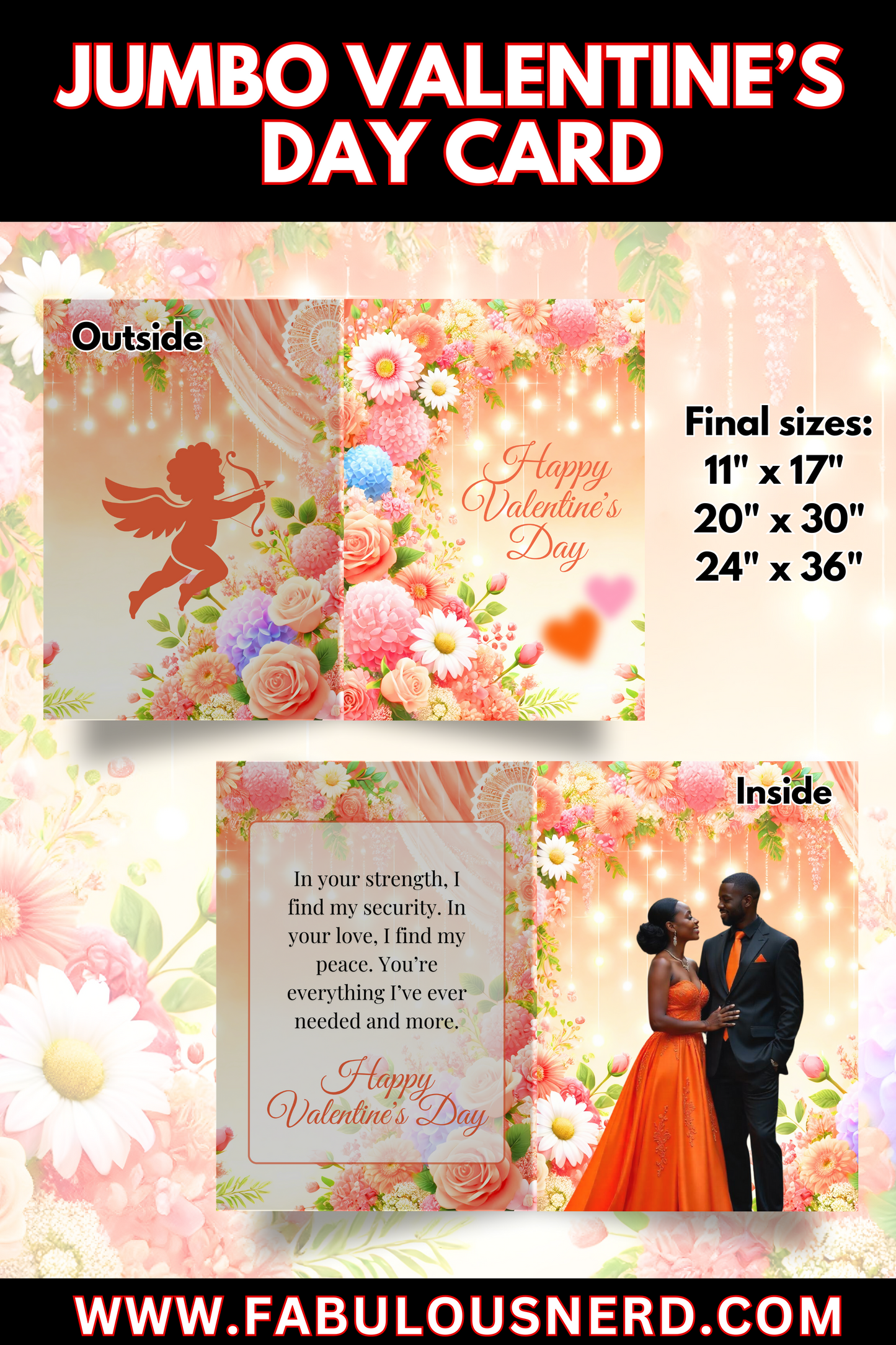 "Love In Every Shade of Orange" Jumbo Valentine's Day Card - Digital File Only