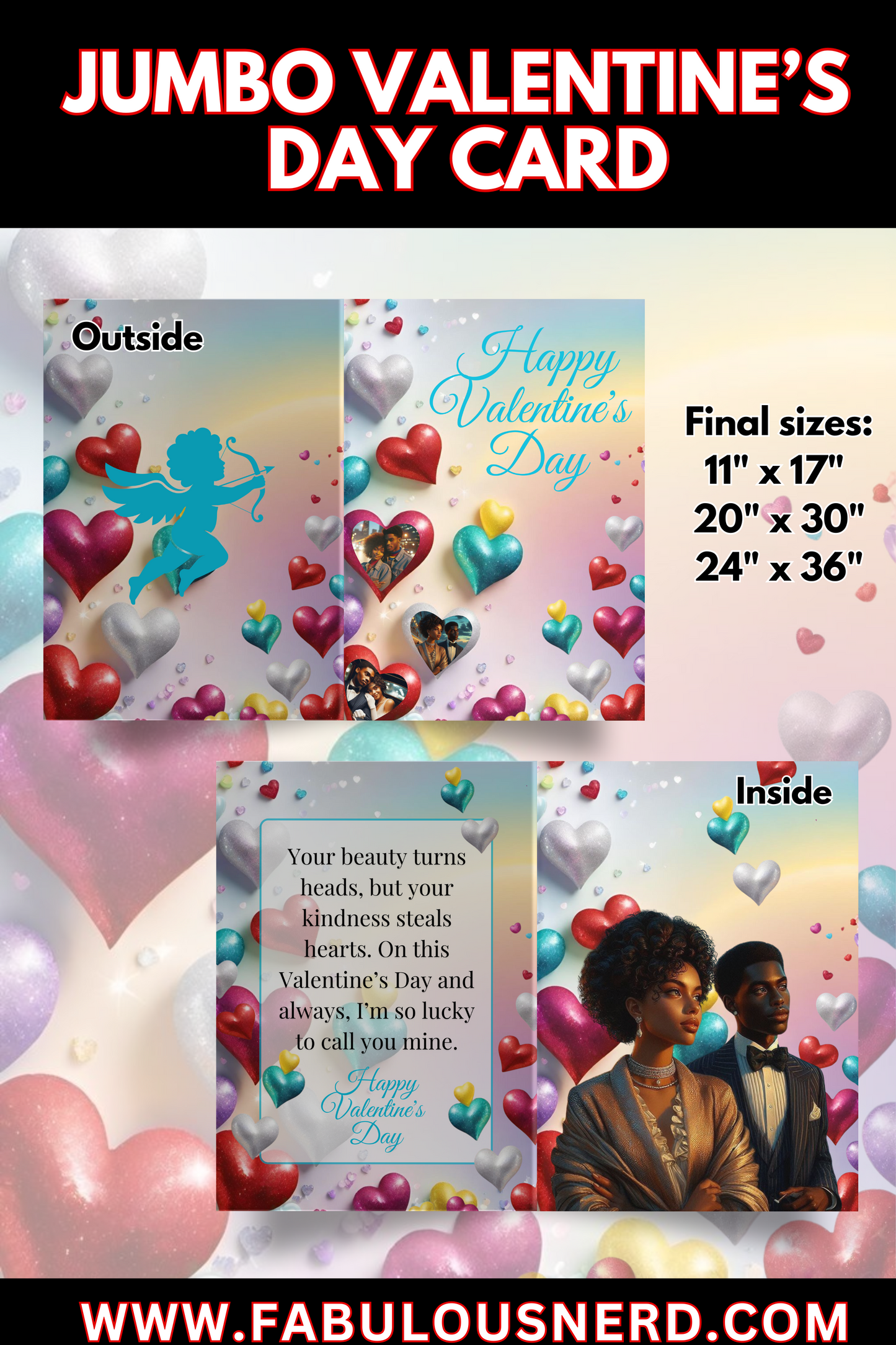 "Radiant Love" Jumbo Valentine's Day Card - Digital File Only