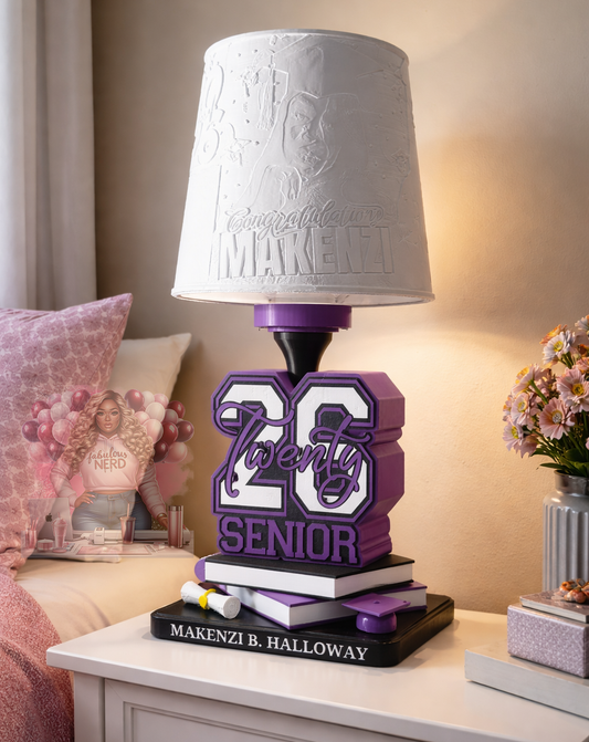 Personalized Graduation Lamp Base with books and Photot Lamp Shade