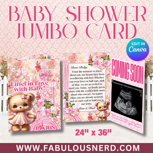 Eiffel in Love Baby Shower Jumbo Card - Digital File Only