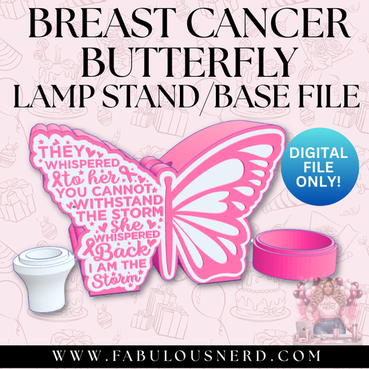 Breast Cancer Butterfly Lamp Base (Digital File Only)