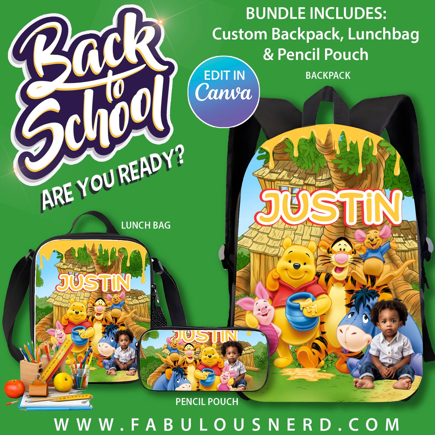 Winnie the Pooh Custom Back-To-School Bundle Design