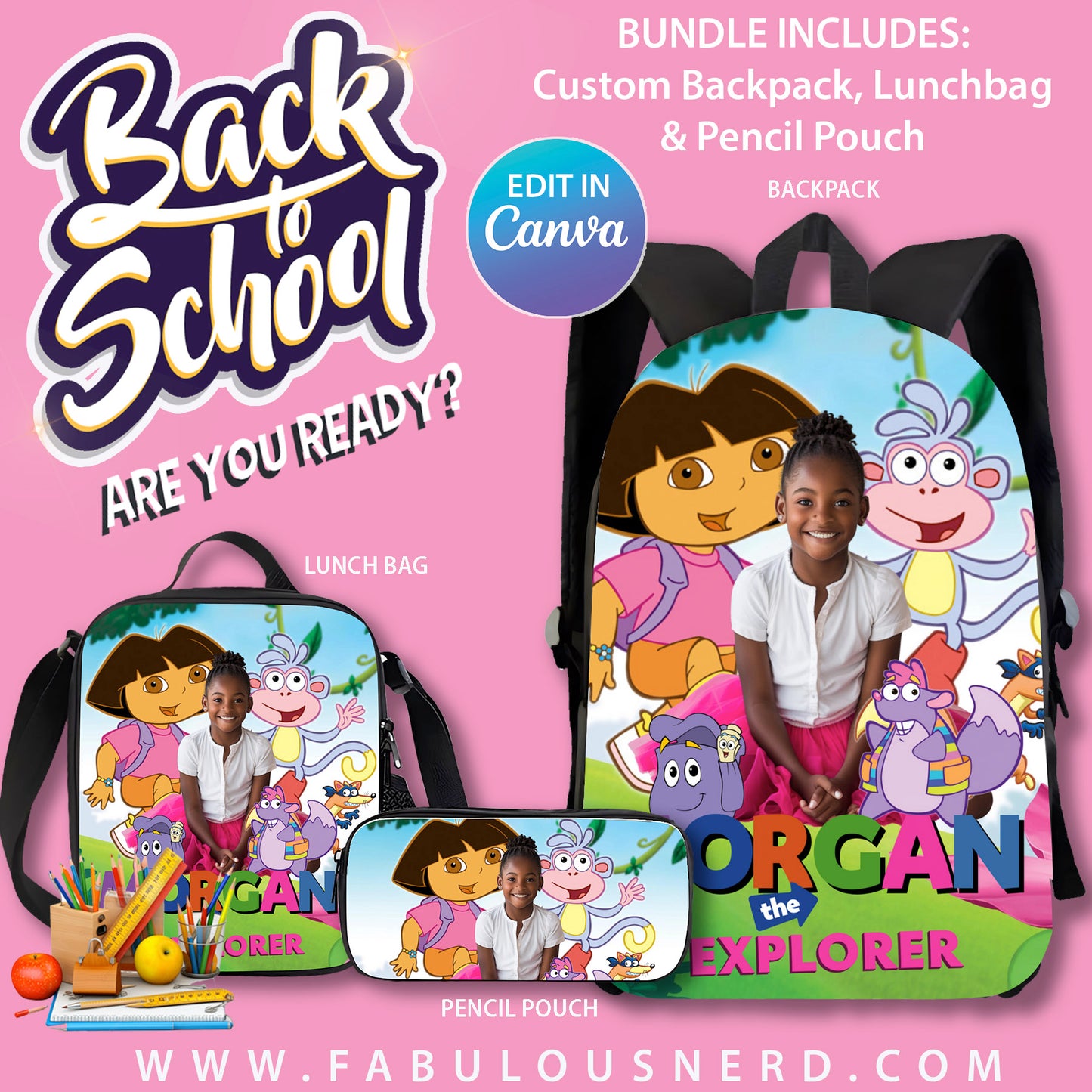 Dora The Explorer Custom Back-To-School Bundle Design