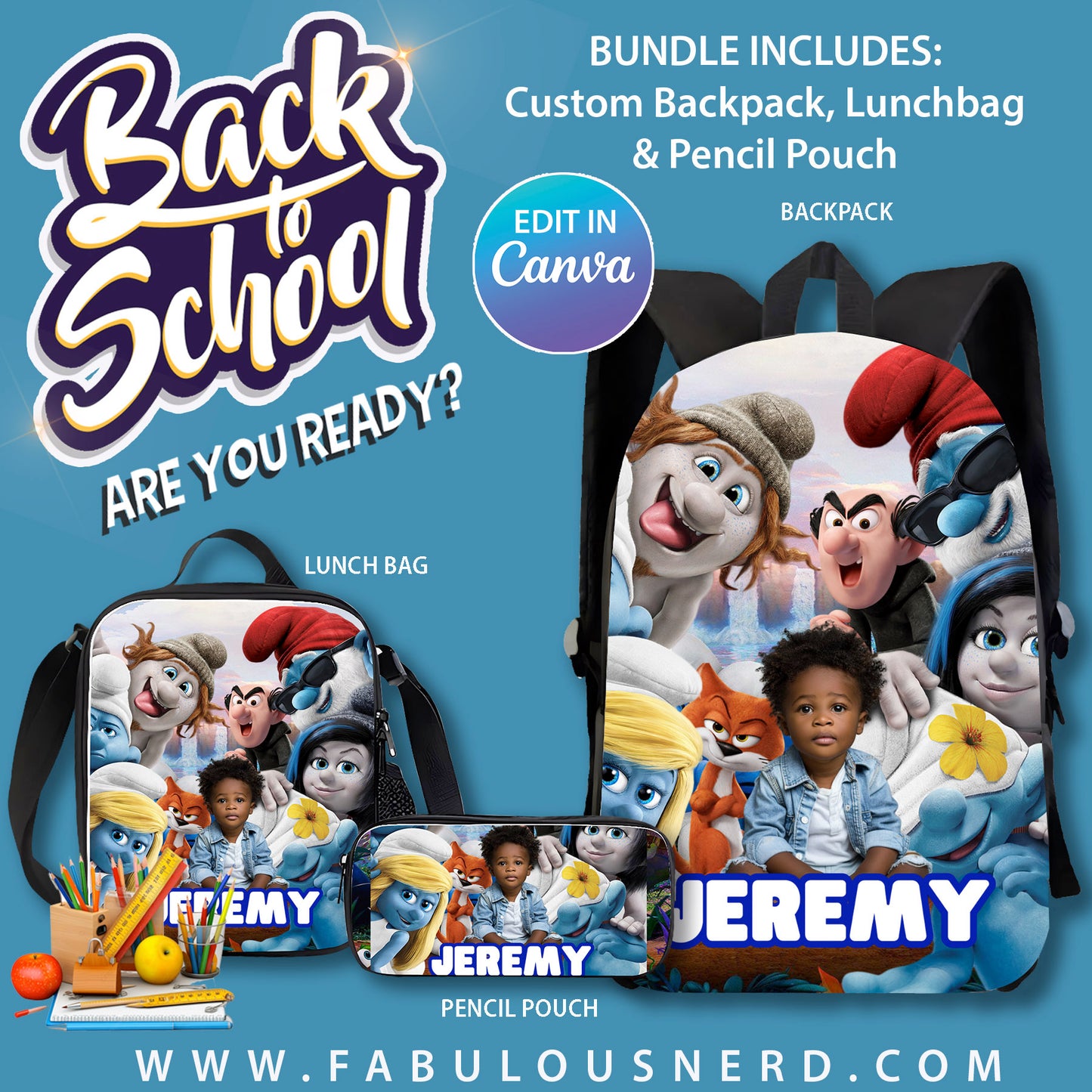 Smurfs Custom Back-To-School Bundle Design