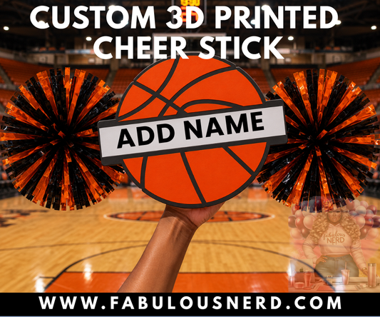 Custom 3D Basketball Cheer Stick with Pom Poms