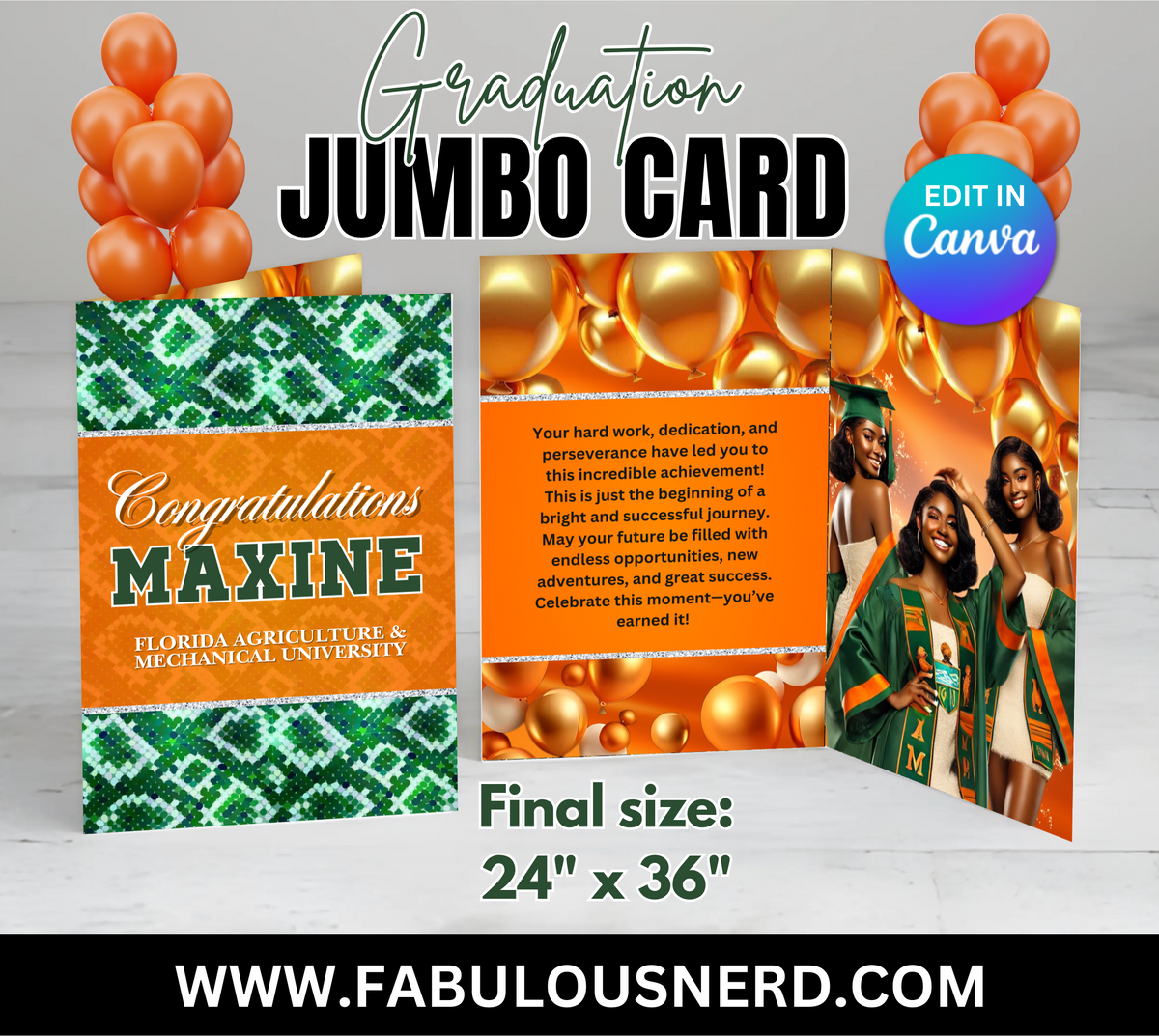 Famu Digitized Design FAMU Graduation Jumbo Card - Digital File Only – FABULOUS NERD ...