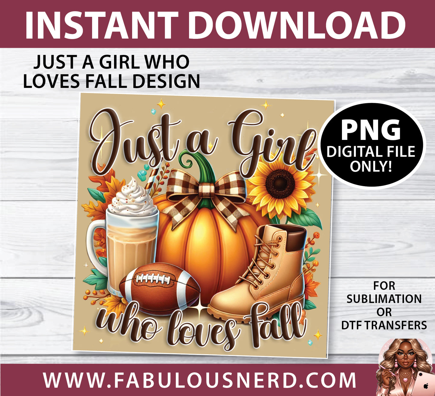 Just A Gril Who Loves Fall Design (PNG Only)