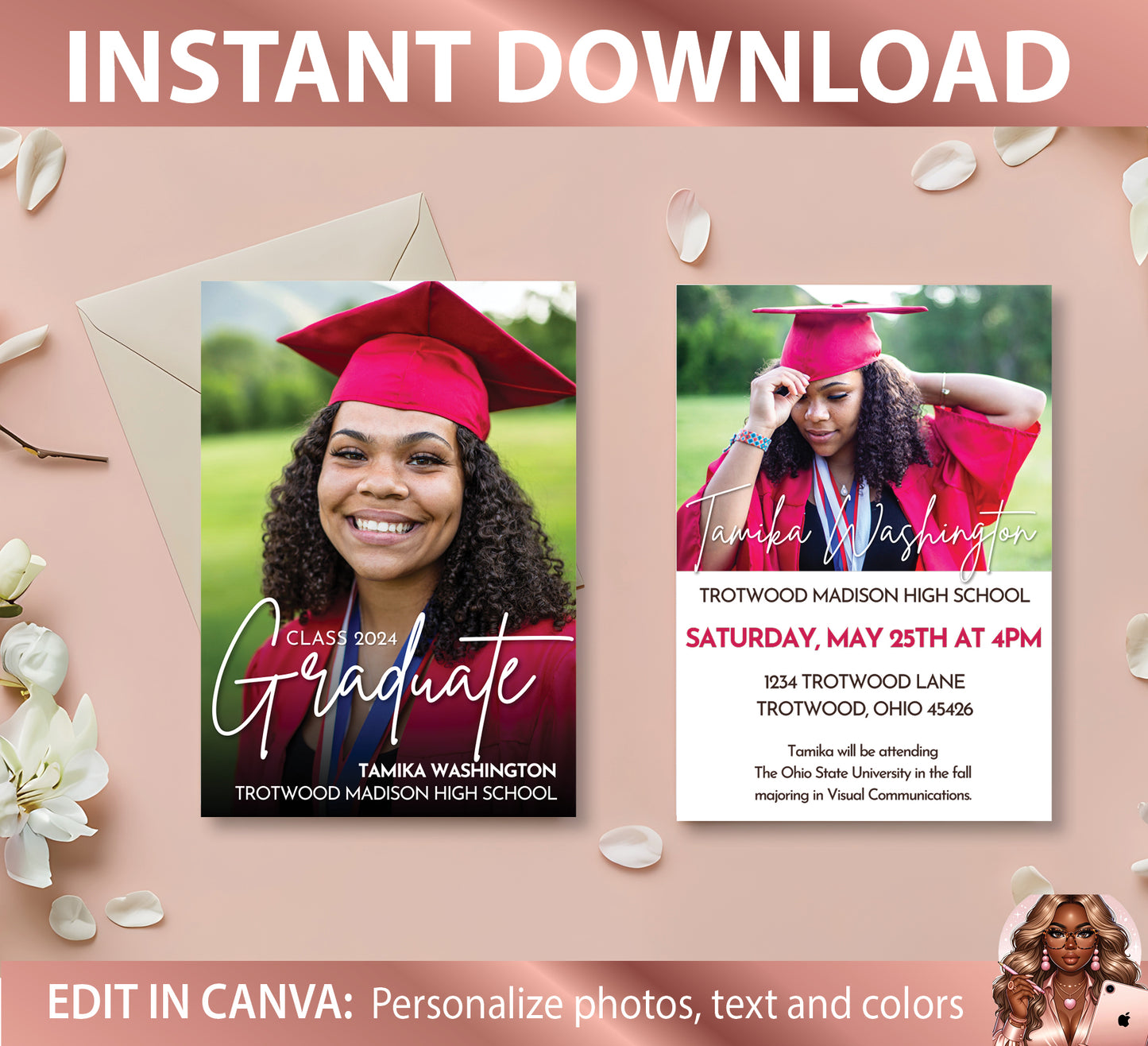 Editable Graduation Invitation/Announcement Template Design (Digital File Only)