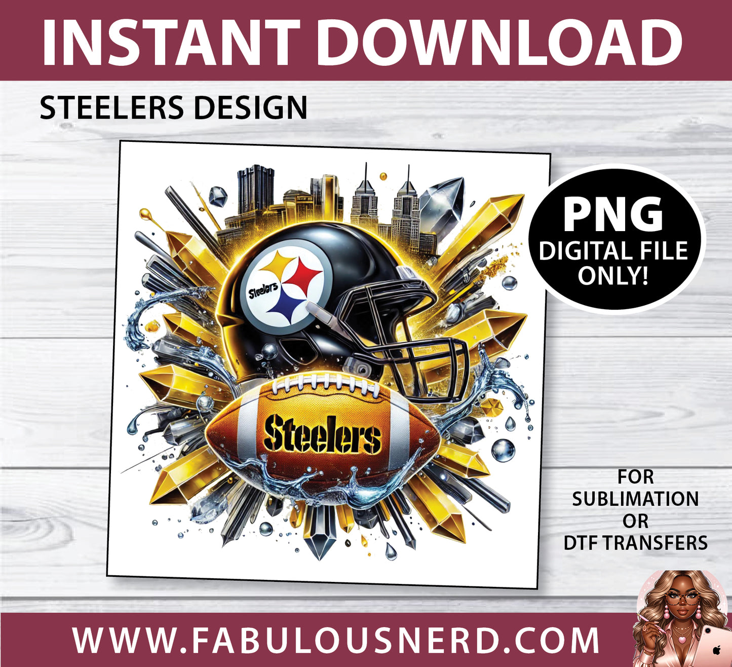 Pittsburgh Steelers Football Design (PNG Only)