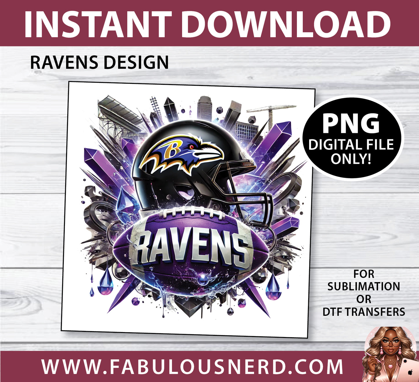 Baltimore Ravens Football Design (PNG Only)