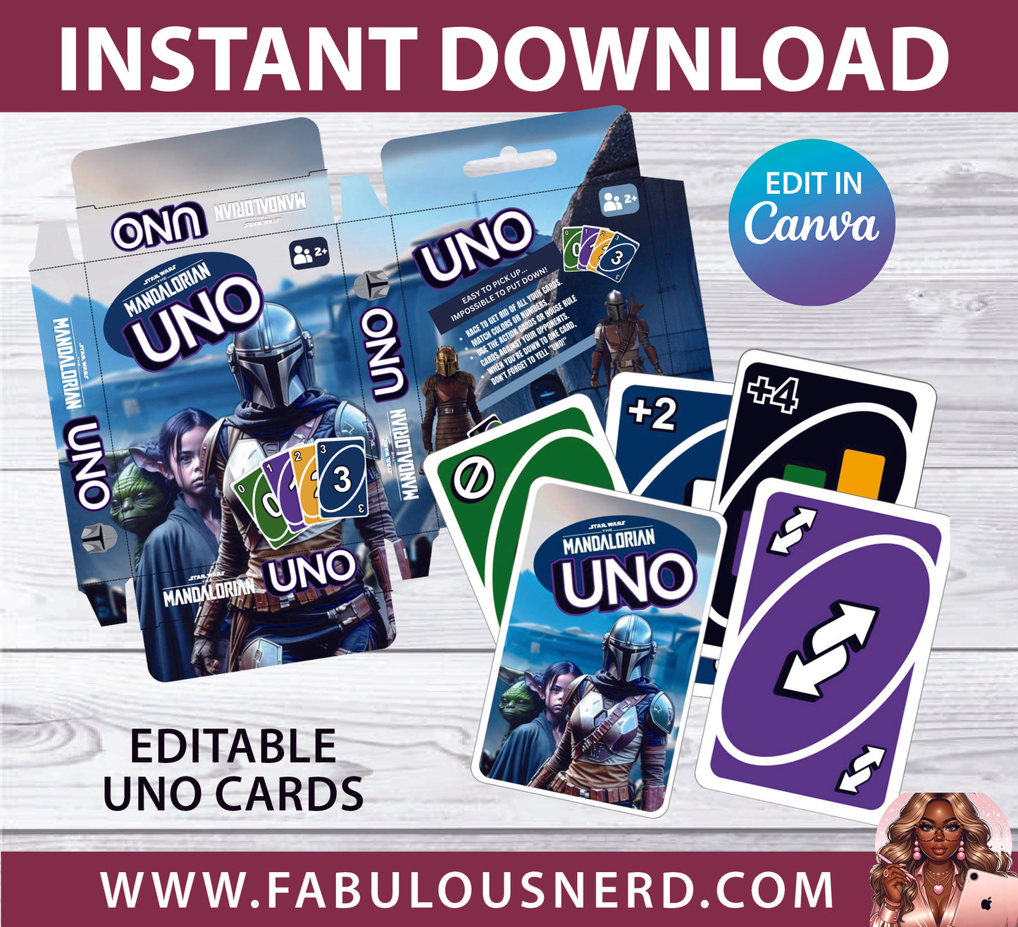 Editable Star Wars UNO Cards, Custom UNO Cards (Edit in Canva)