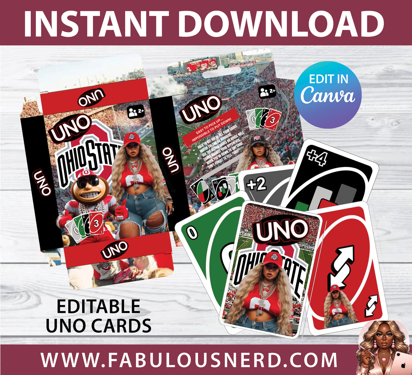 Editable OSU UNO Cards, Custom Playing Cards Cards (Edit in Canva)