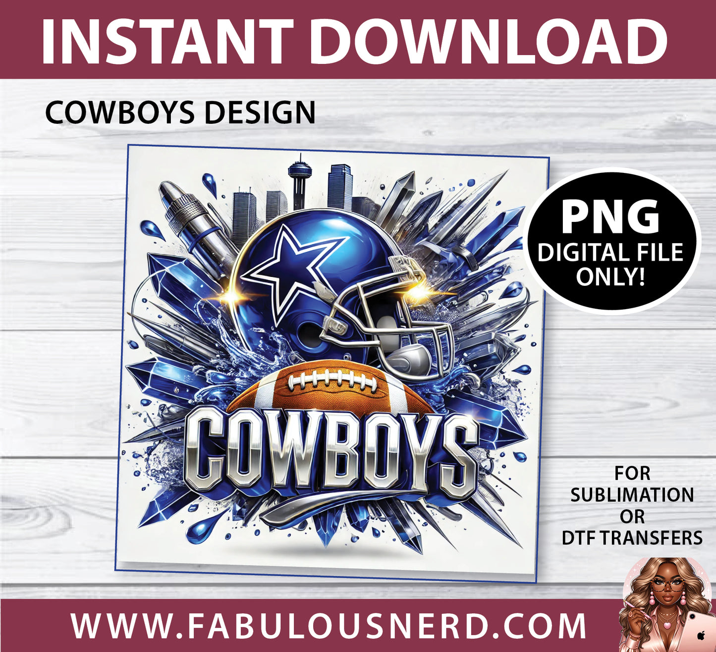 Dallas Cowboys Football Design (PNG Only)