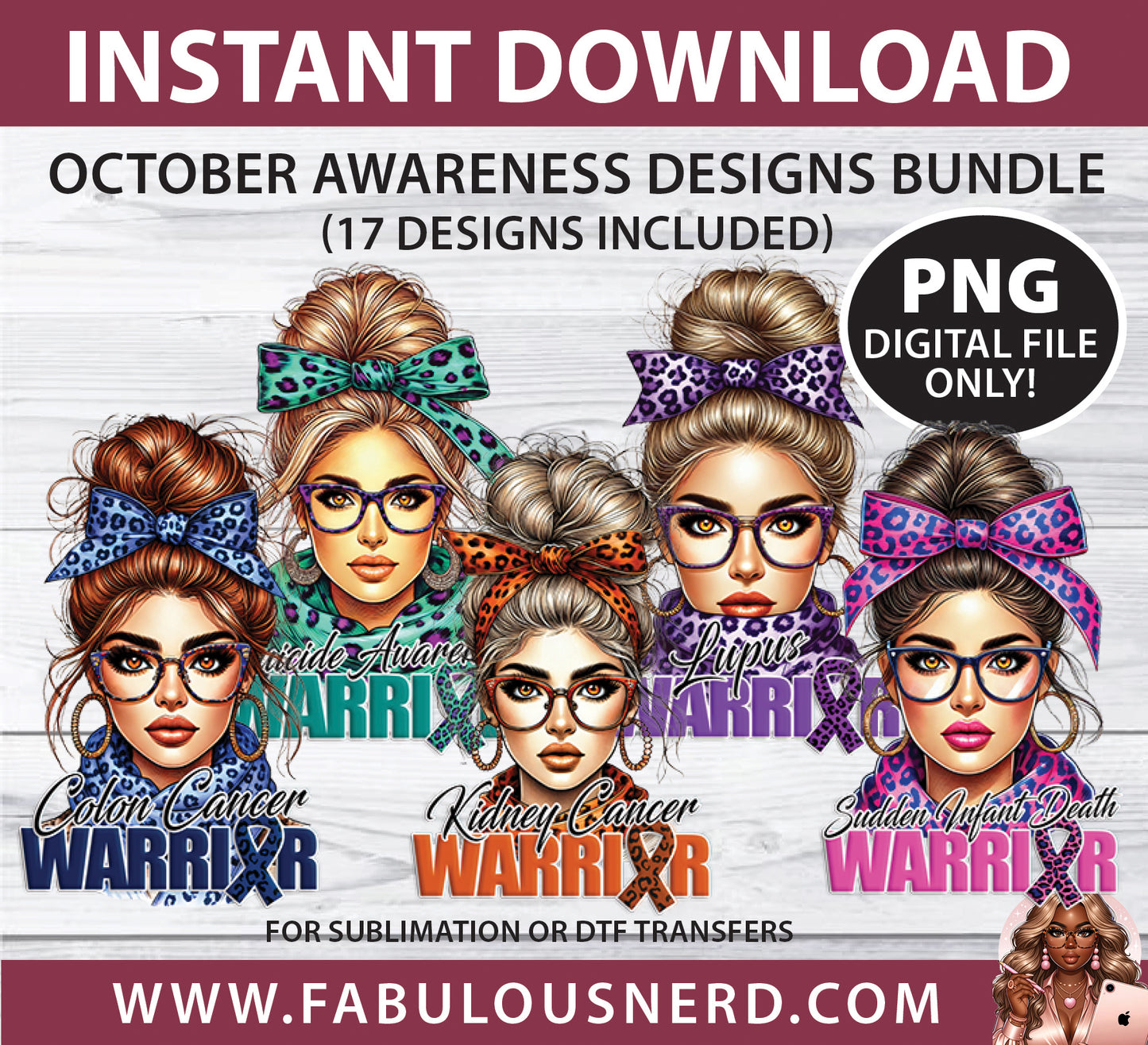 October Awareness Bows Bundle (PNG Only)