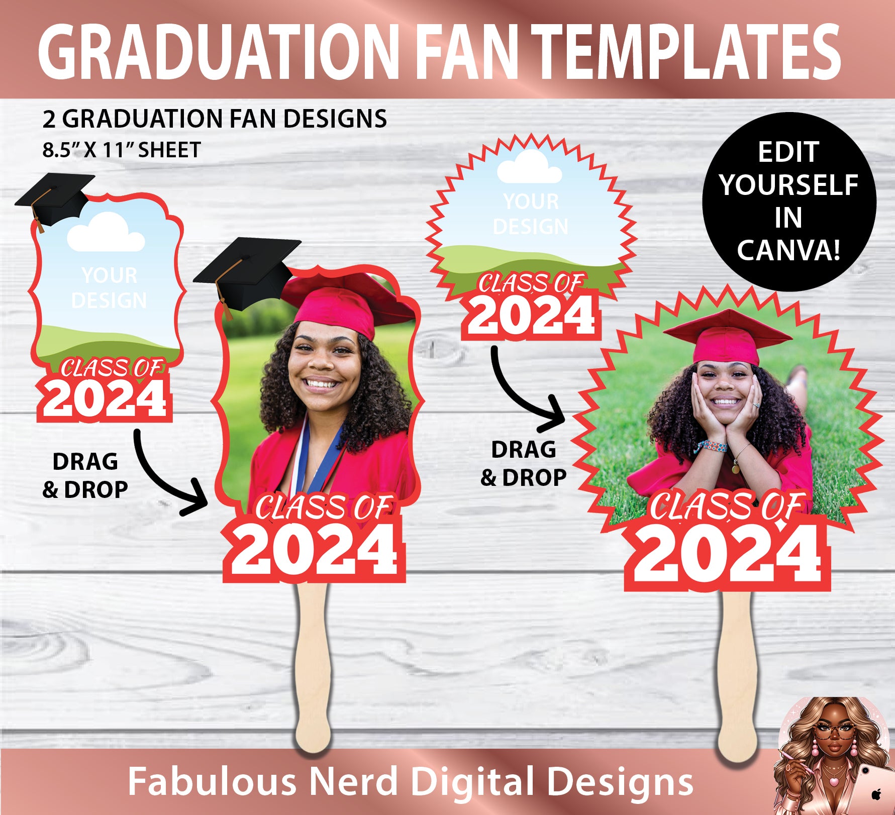 2 Graduation Fan Design Templates - Editable in Canva – FABULOUS NERD ...