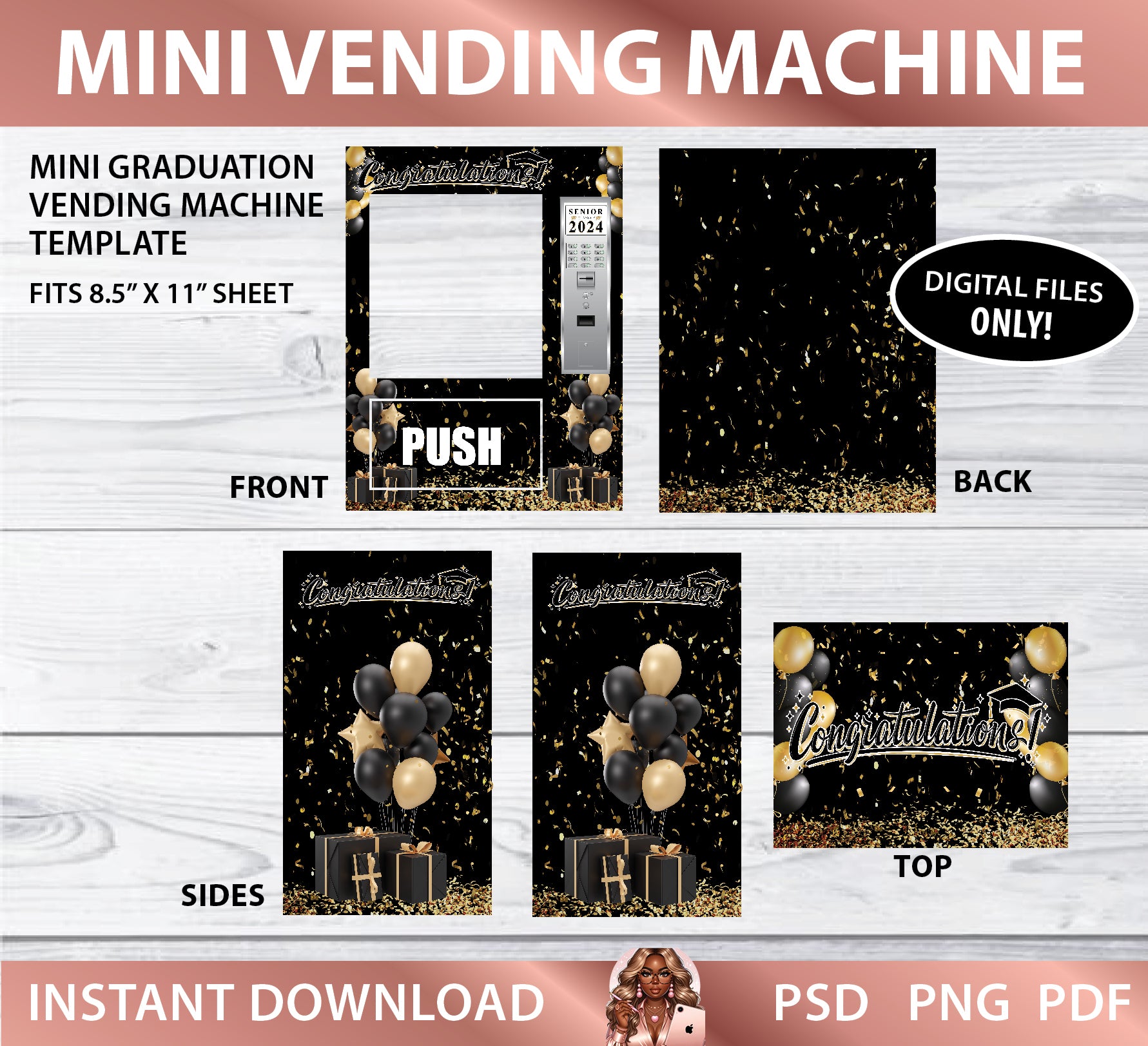 Graduation Pour Machine Mini Graduation Vending Machine Template (PSD/PNG/PDF) – FABULOUS NERD ...