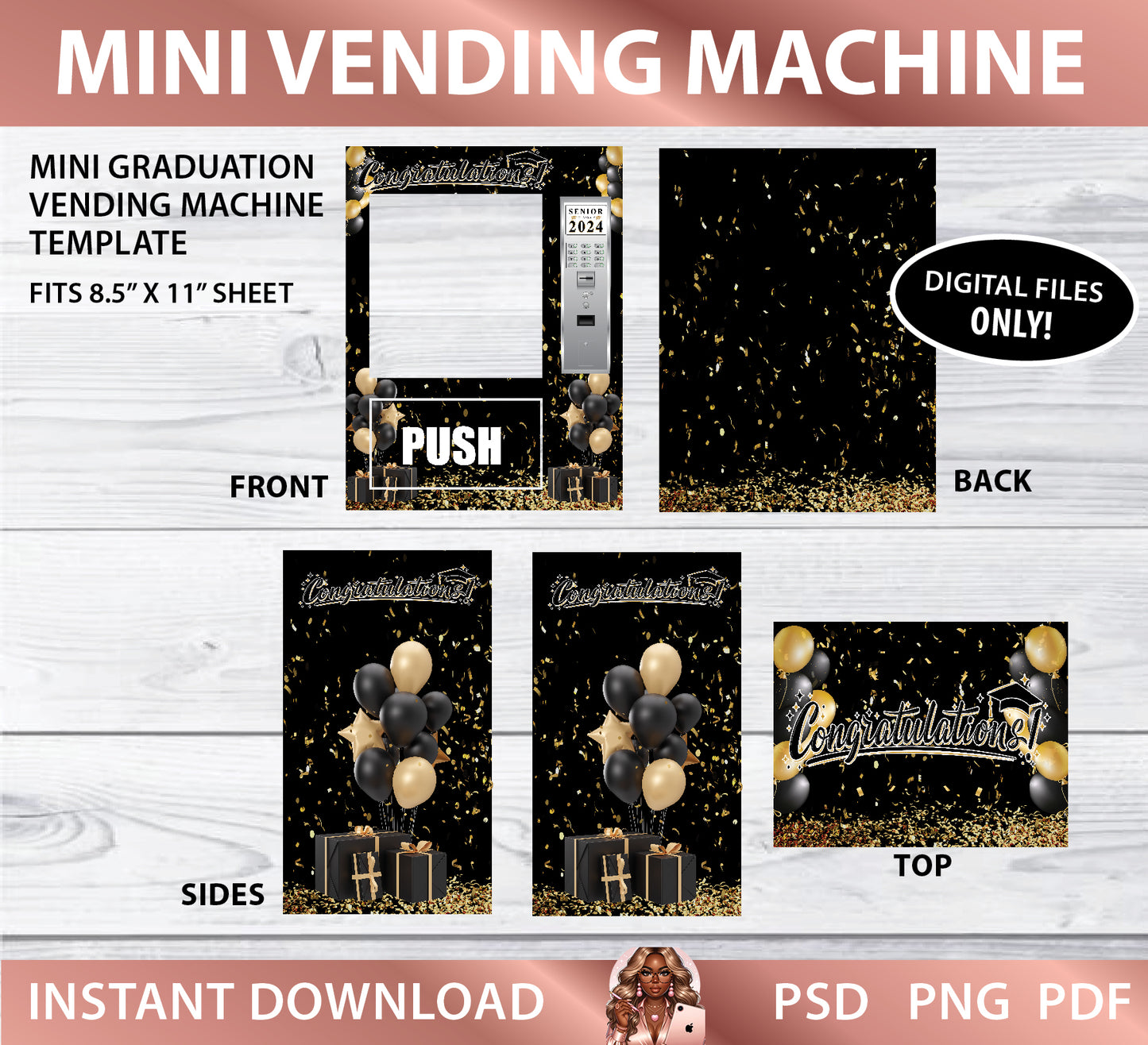 Mini Graduation Vending Machine Template (PSD/PNG/PDF)