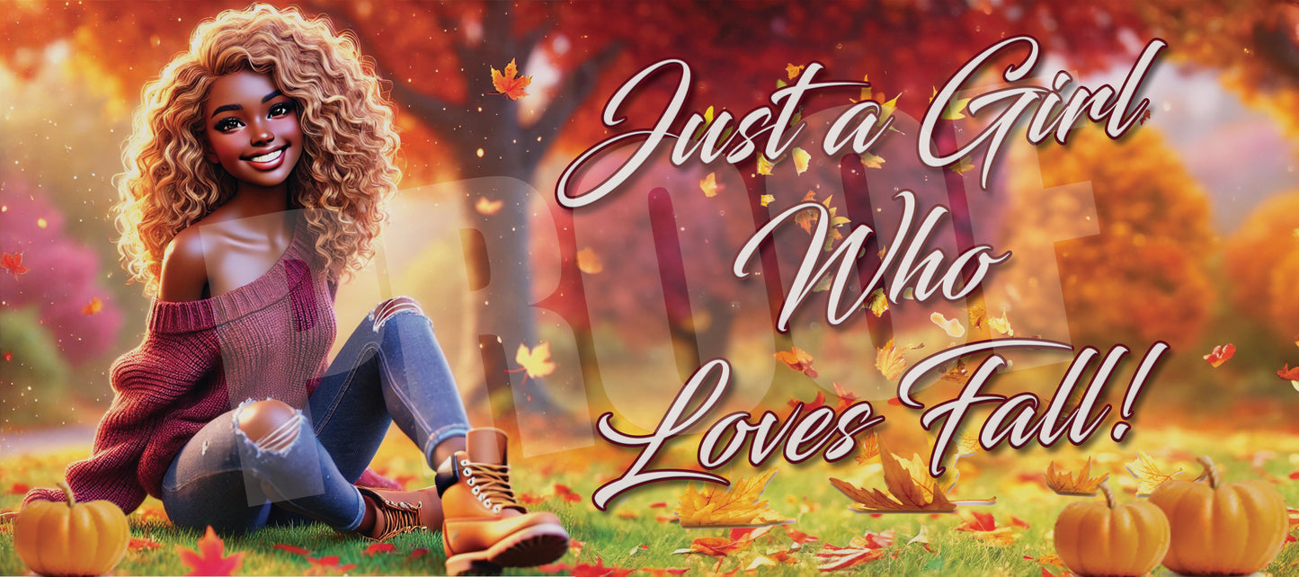 Just a Girl Who Loves Fall Coffee Mug Wrap Sublimation Design-3 (PNG Only)