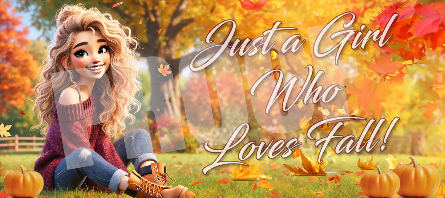 Just a Girl Who Loves Fall Coffee Mug Wrap Sublimation Design-4 (PNG Only)