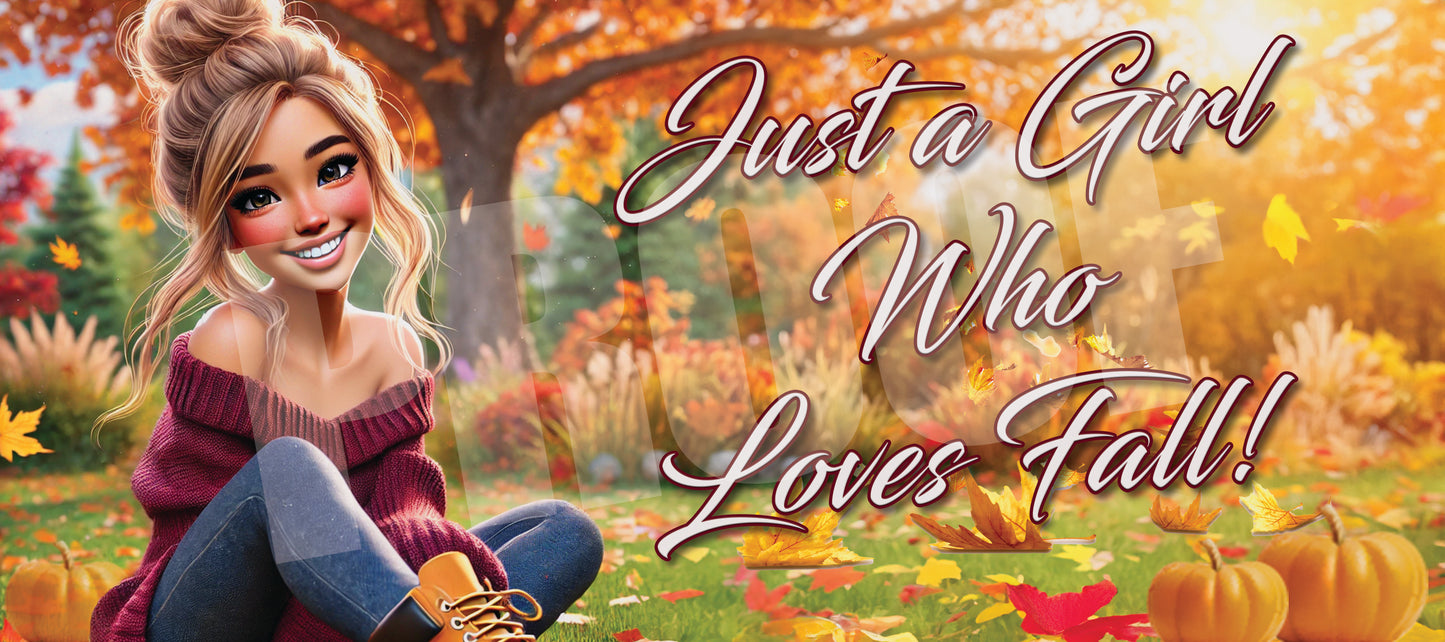 Just a Girl Who Loves Fall Coffee Mug Wrap Sublimation Design-2 (PNG Only)