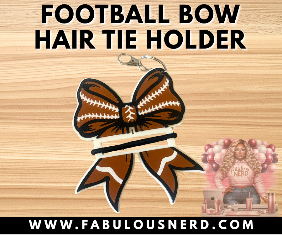 Football Bow Hair Tie Holder (3D Printed)