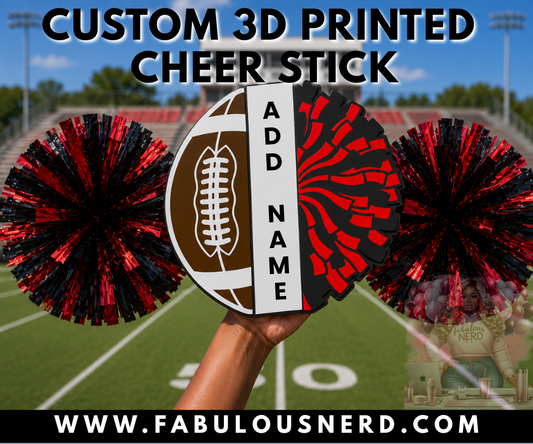 Custom 3D Football/Pom Pom Cheer Stick with Pom Poms