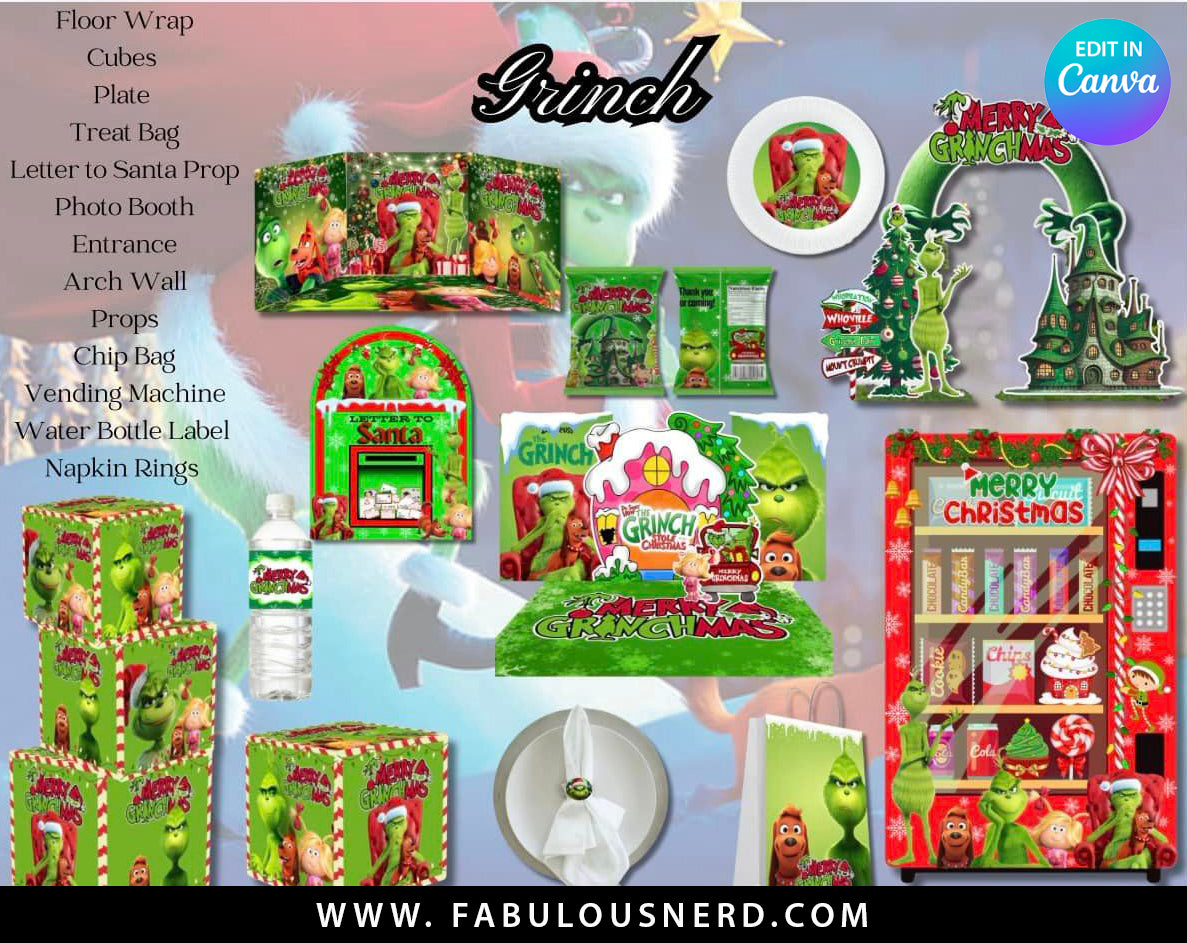 Grinch Christmas Room Transformation Bundle, Party Decor Bundle