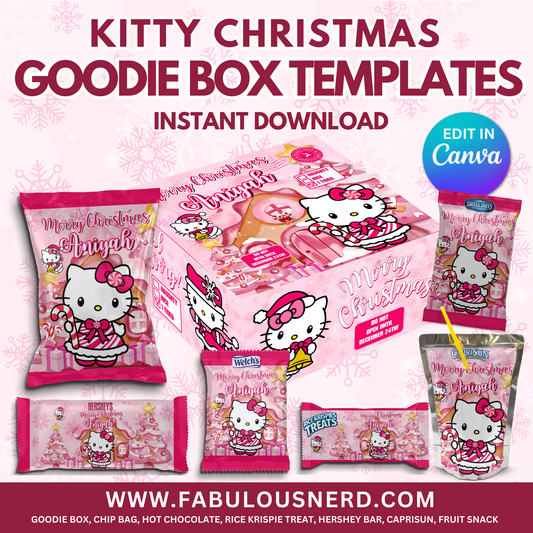 Hello Kitty Christmas Goodie Box Labels - Digital Files Only