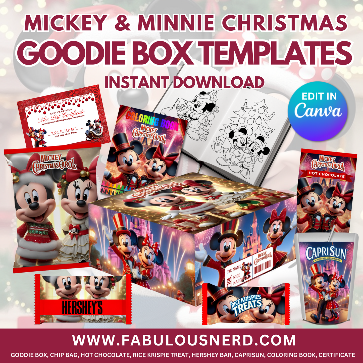 MIckey & Minnie Christmas Goodie Box Labels - Digital Files Only