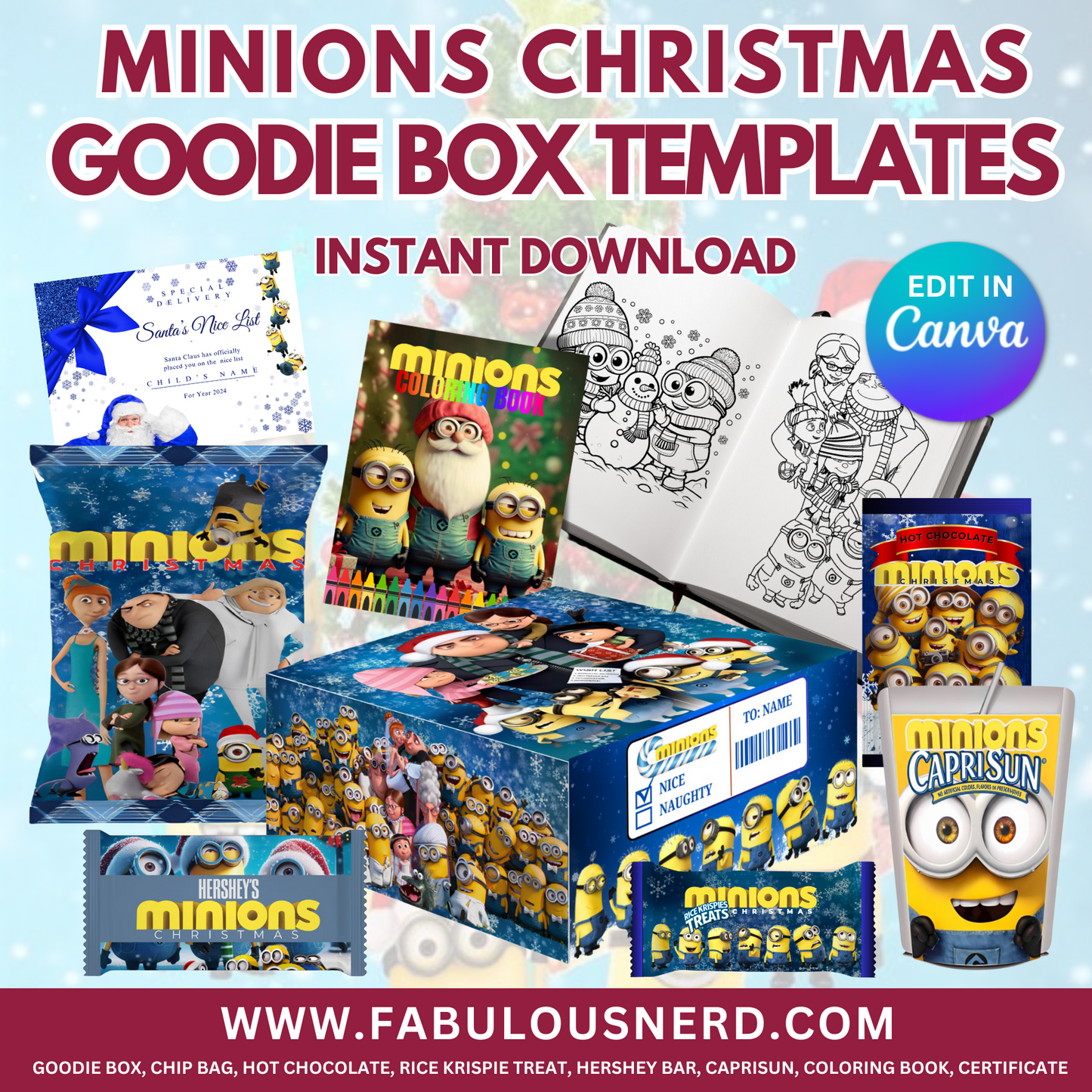 Despicable Helpers Christmas Goodie Box Labels - Digital Files Only