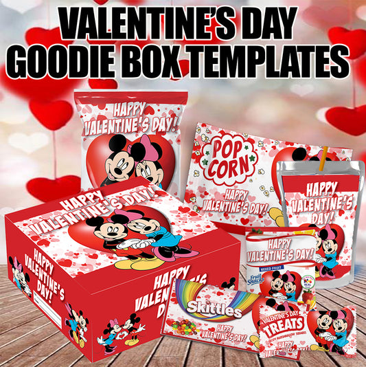 Mickey & Minnie Valentine's Day Goodie Box Templates - Digital Files Only