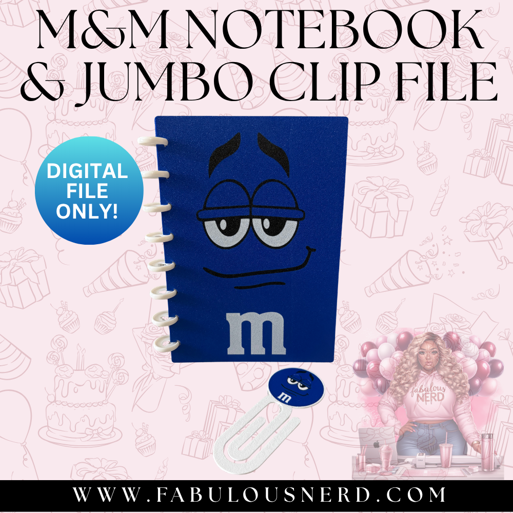 M&M Notebook & Jumbo Clip Set - Blue (Digital File Only)