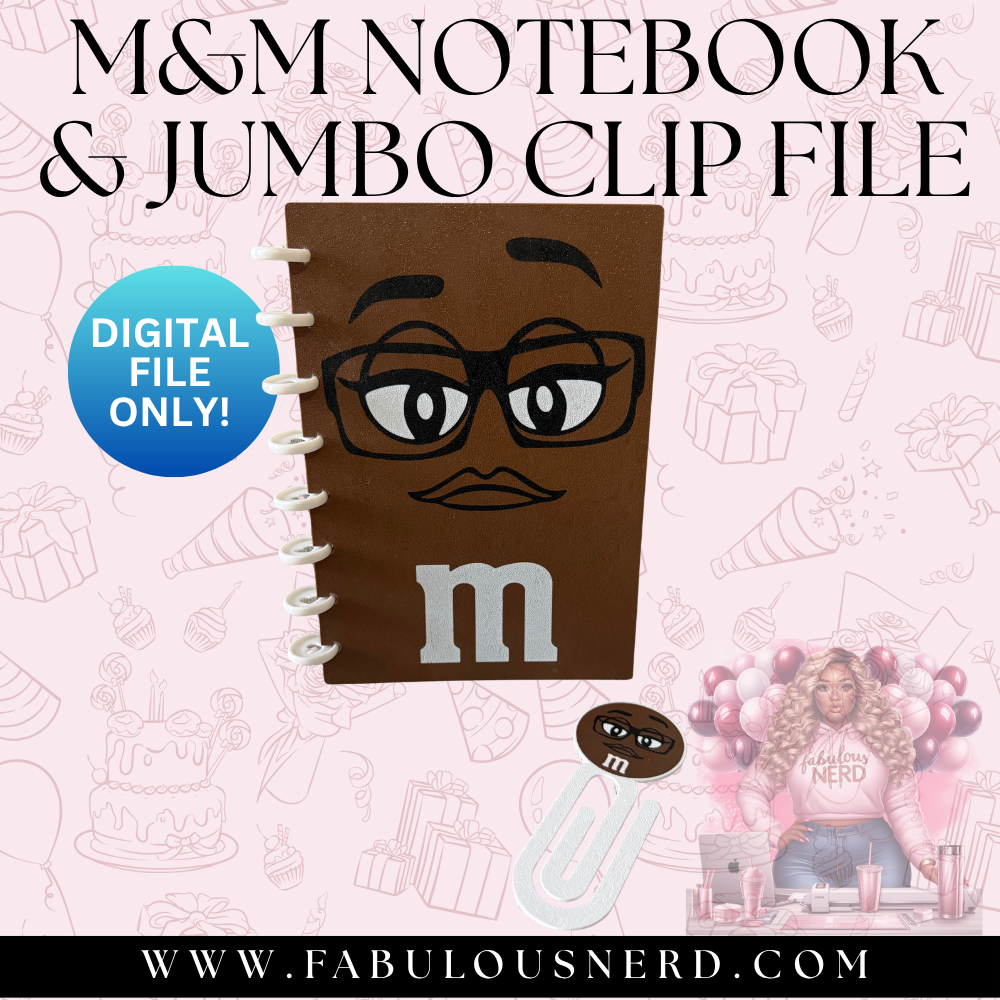 M&M Notebook & Jumbo Clip Set - Brown (Digital File Only)