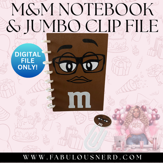 M&M Notebook & Jumbo Clip Set - Brown (Digital File Only)