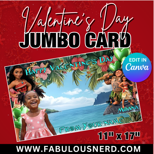 Moan Valentine's Day Jumbo Card Template, Treat Card Template, Canva Template - Digital File Only