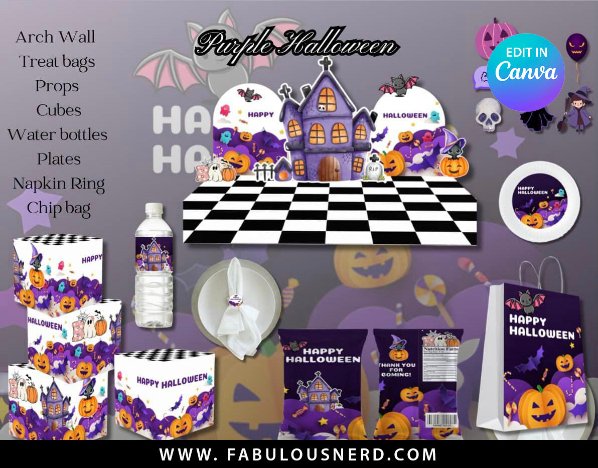 Purple Halloween Room Transformation Bundle, Party Decor Bundle