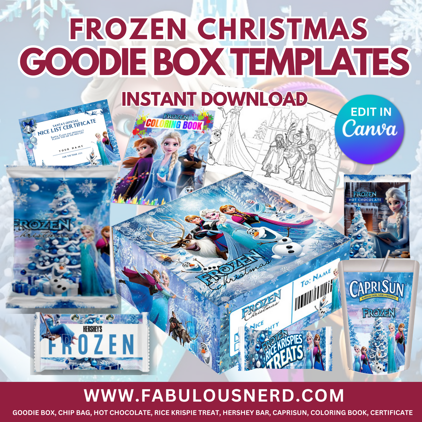 Frozen Christmas Goodie Box Labels - Digital Files Only