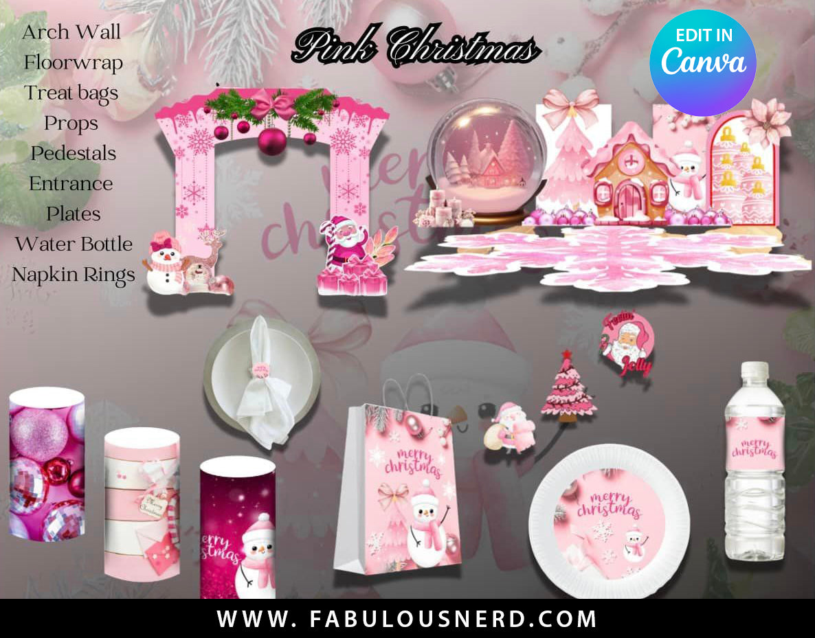 Pink Christmas Room Transformation Bundle, Party Decor Bundle