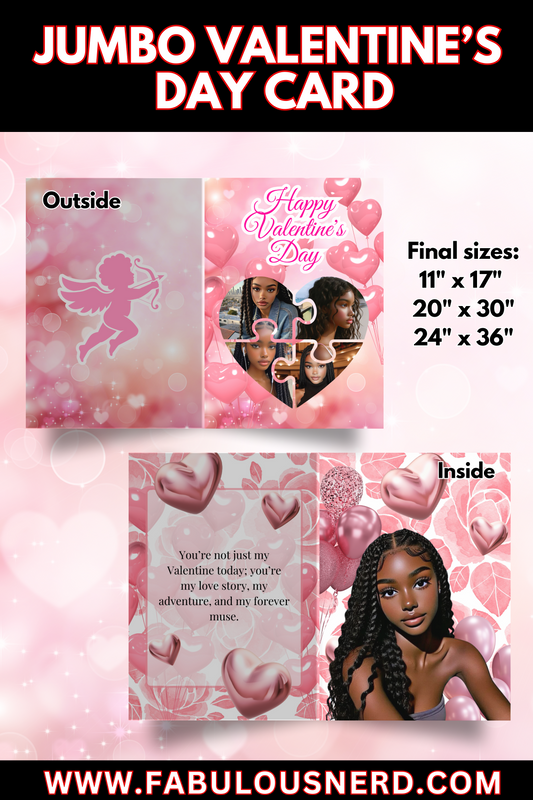 "Pretty in Pink" Jumbo Valentine's Day Card - Digital File Only